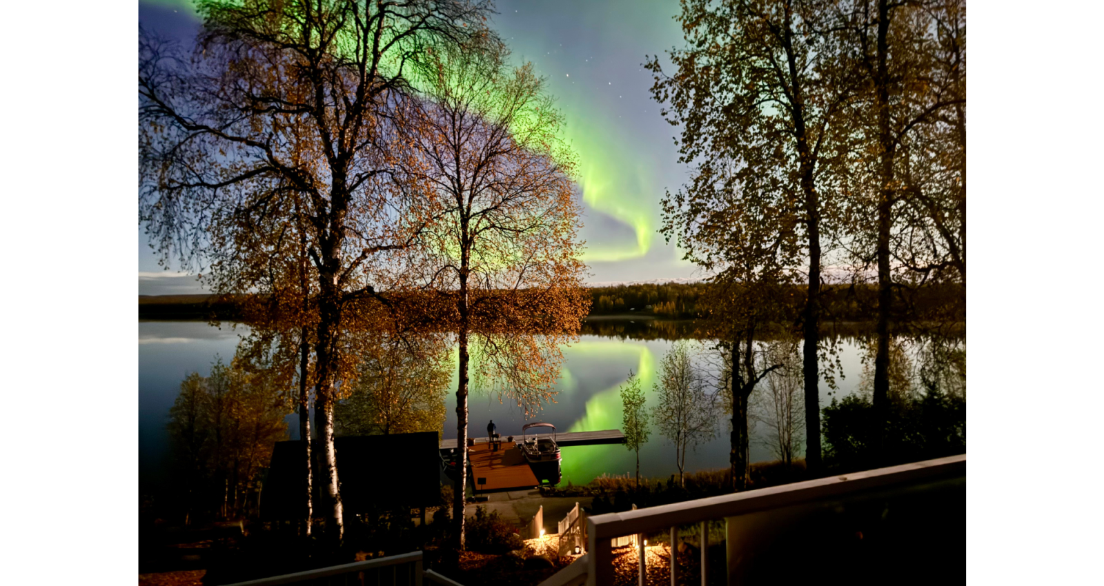 northern lights on lake